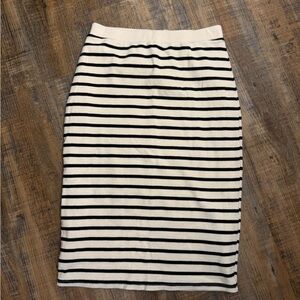 Atelier Kirious Striped Knit Pencil Skirt S Black Cream Stretch Minimal